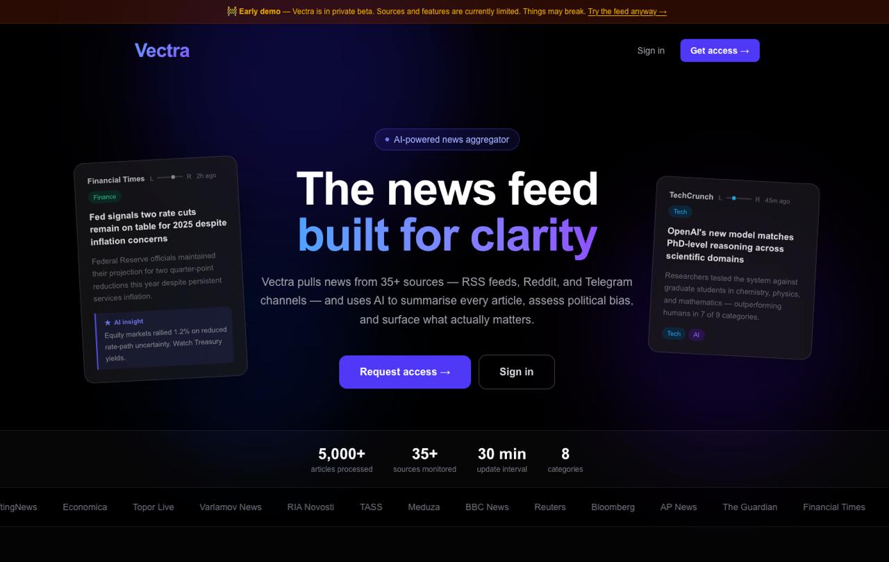Vectra news aggregator